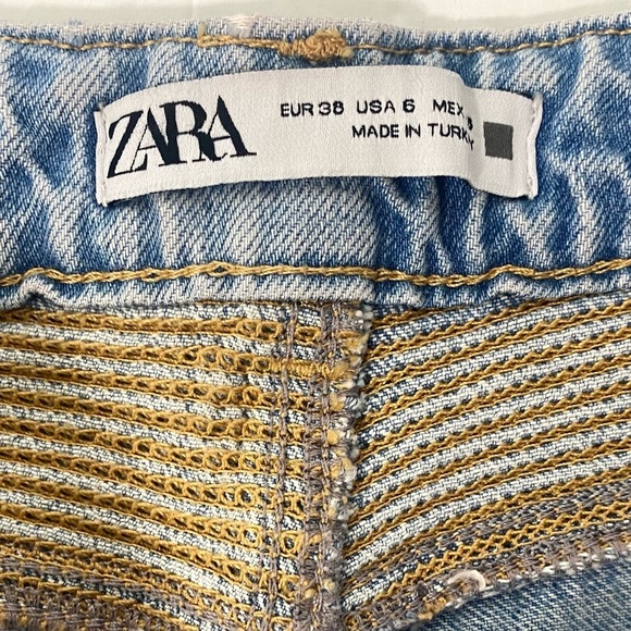 ZARA Mom Fit Biker Moto Jeans Cotton Rigid Light Wash, Size 6 - Picture 10 of 10